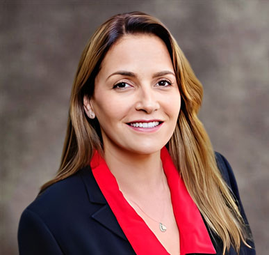 Smiling Nancy Kardon, Esq., in a black suit and red top, with '5 Star Reviews' and four gold stars