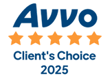 Avvo Client's Choice 2025 badge with four gray stars.